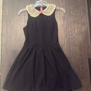 Eight Sixty Black A-Line Dress with Embellished Peter Pan Collar